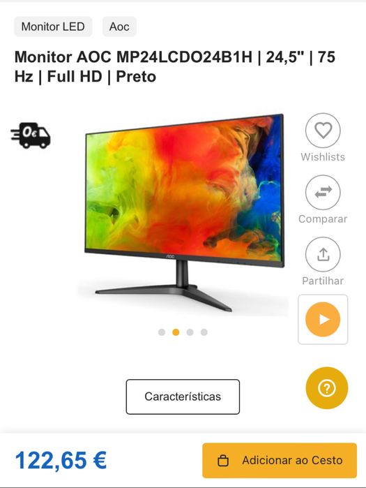Monitor AOC “24” como novo