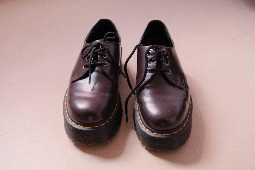 Dr Martens 40 1461 Sapato Plataforma Burgundy Quad Ótimo Estado