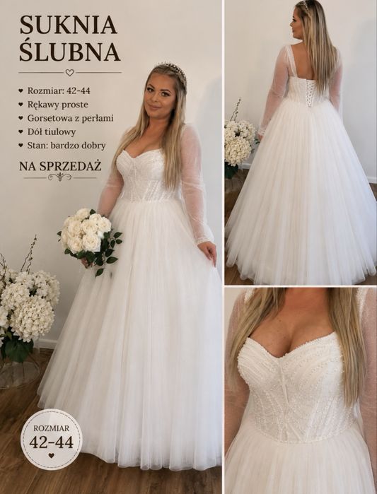 Suknia ślubna 42 44 plus size salonowa