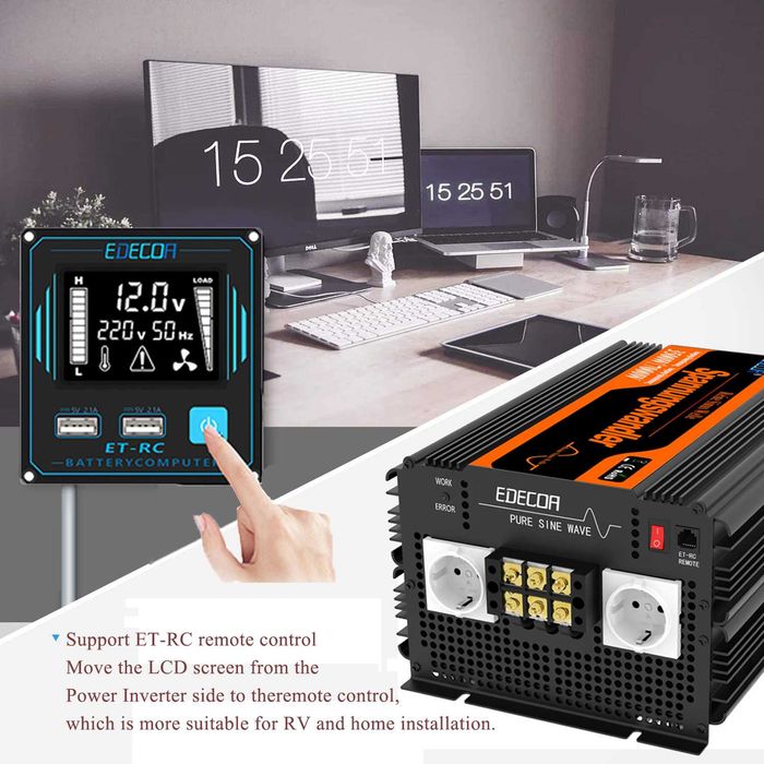 Inversor onda pura EDECOA 12V-220V(3500W) (Autocaravana / Campervan)