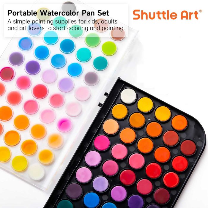 Farby akwarelowe Shuttle Art 48 kolorów z 10 pędzlami, do szkoły, domu
