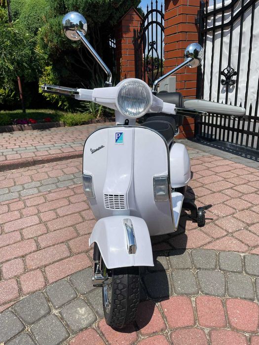 NOWY Motor Skuter na akumulator dla dzieci Vespa 2 Silniki Skóra