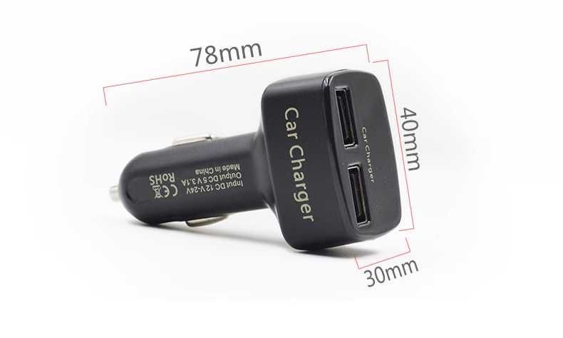 Зарядка в прикуриватель авто 2 USB + Вольтметр + Термометр + Амперметр