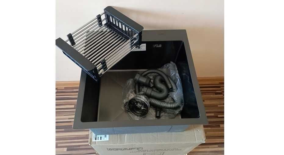 Кухоная черная мойка из нержавеющей стали, квадратная, 50-50 см