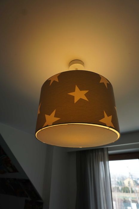 duża lampa~ 40 cm abażur~ pokój dziecka~ szara w gwiazdki~ YoungDeco