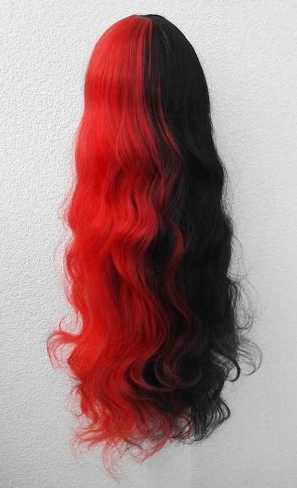 Czarna czerwona peruka dye split z kitkami gothic lolita cosplay wig
