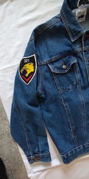 Kurtka Settler  Jeans z naszywkami Lotniczymi