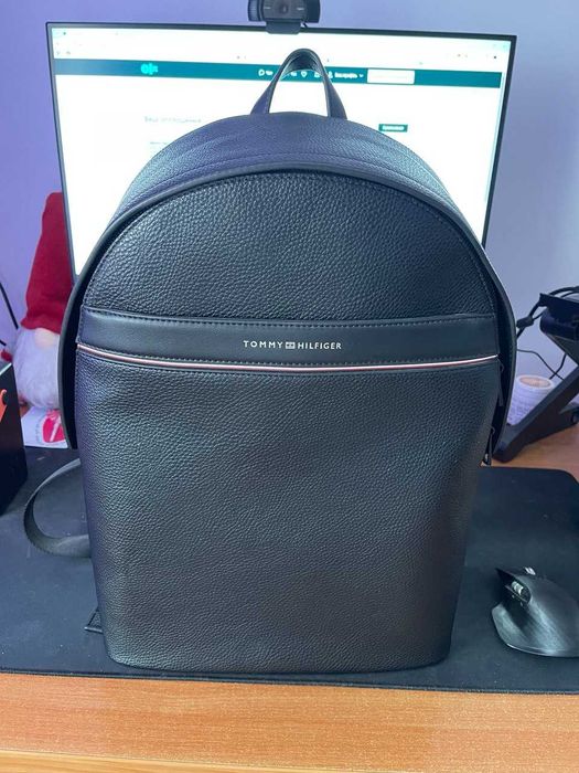 Чорний шкіряний рюкзак Tommy Hilfiger (оригінал)