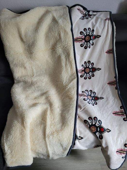 Koc dwuwarstwowy polar wełna góralski