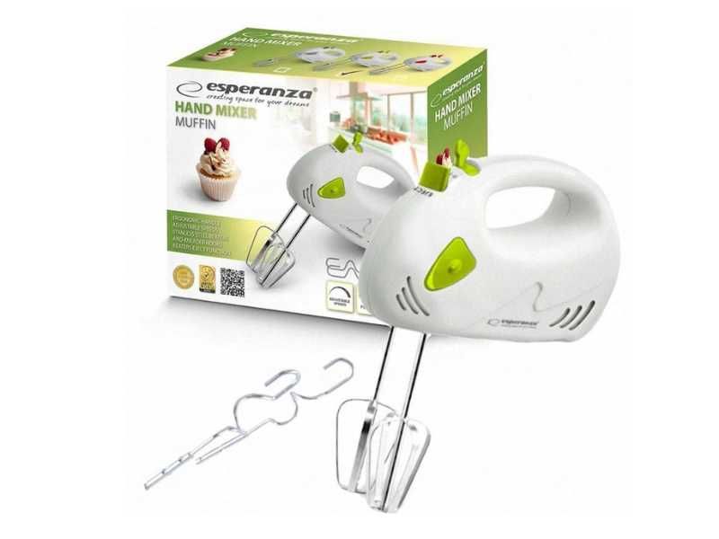 Mikser kuchenny ręczny robot mocny lekki zielony 7 biegów 4 końcówki