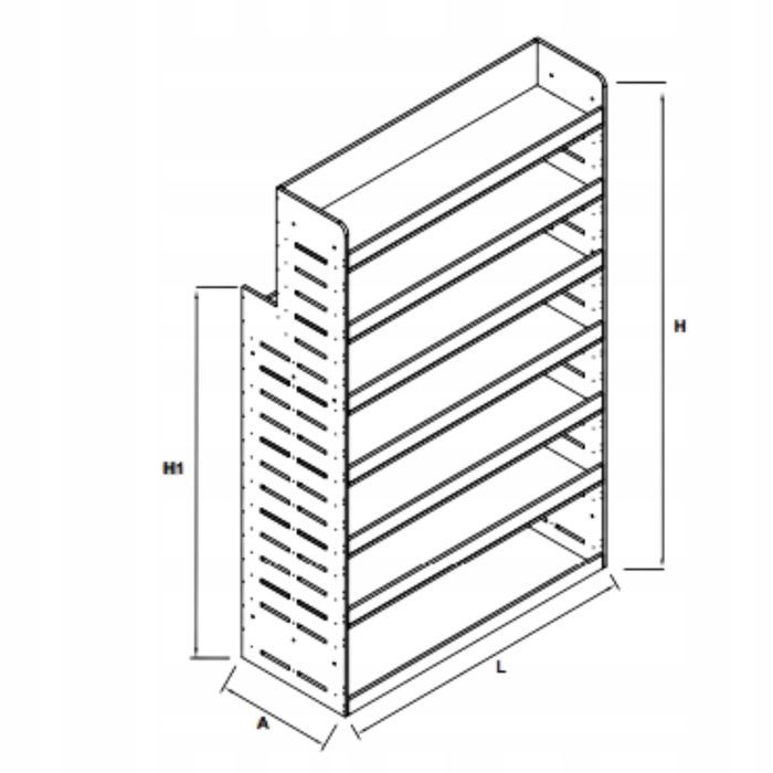 Regały do Ford Transit XL zabudowa z sklejki laminowanej 75 CM