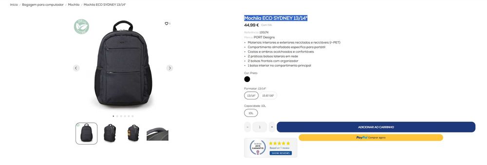Mochila Portátil Port ECO SYDNEY 13/14"