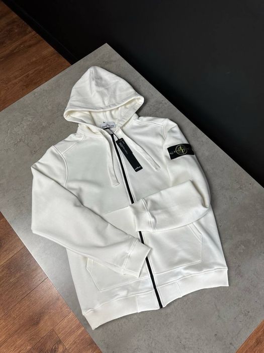 Зіп худі Stone Island | Кофта Стон Айленд Біла Чоловіча | Стонік