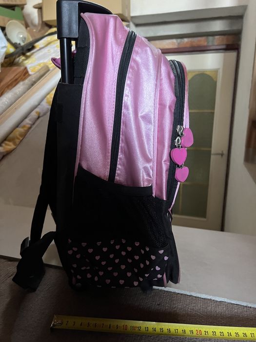 Plecak Hello Kitty stelaż walizka z rączką wzmacniany różowo-czarny