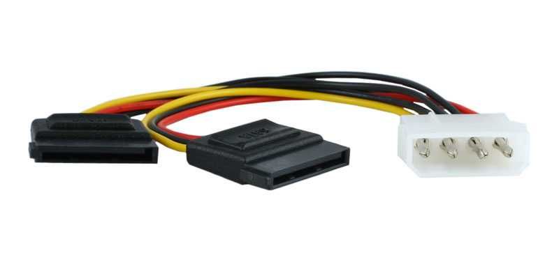 Kabel zasilający Lanberg Molex(M) -> 2x SATA(F) 0,15m (1172)