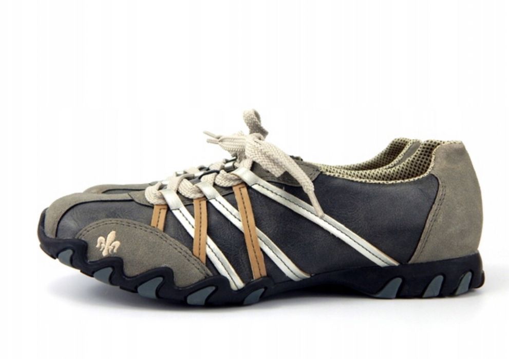 Szare antistress sneakersy Rieker skora ekologiczna półbuty adidasy 42