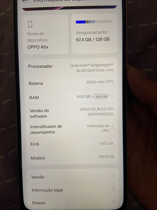 Telemóvel Oppo a5x