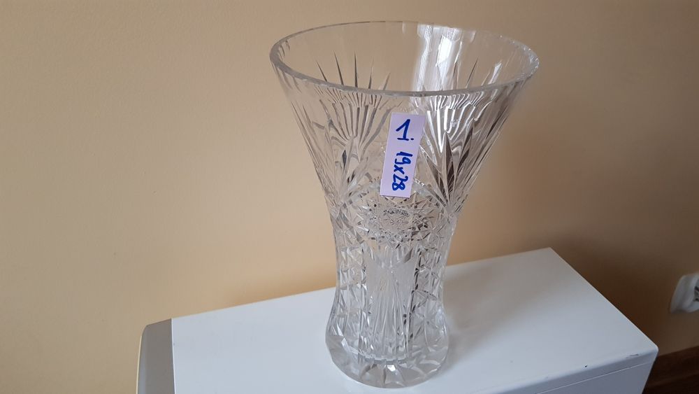 Komplet 3 piękne wazony kryształowe Huta Julia