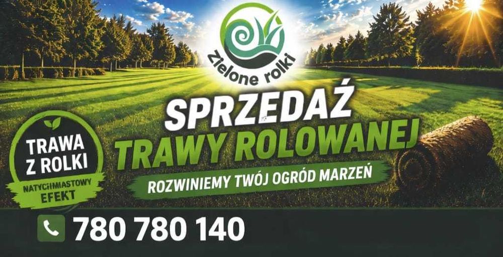 *** Trawa z rolki, Najlepsza Jakość PREMIUM, transport tir/HDS/kurier z rozładunkiem ***