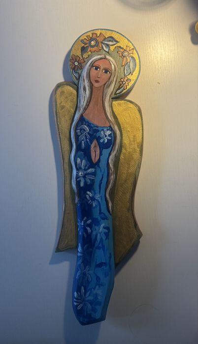 Anioł, drewniany, wiszacy 60 cm