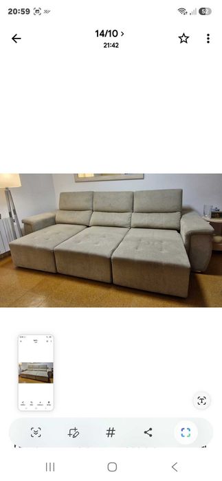 Sofá com três acentos extensíveis