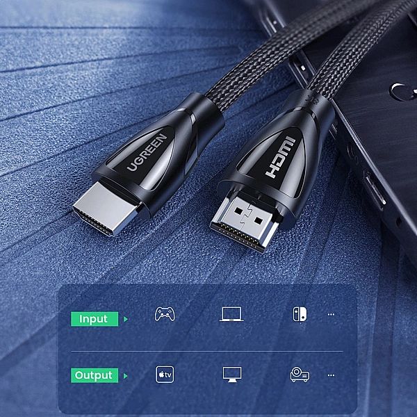 Kabel Ugreen HD140, 80401 HDMI 2.1 / HDMI 2.1/1m - czarny