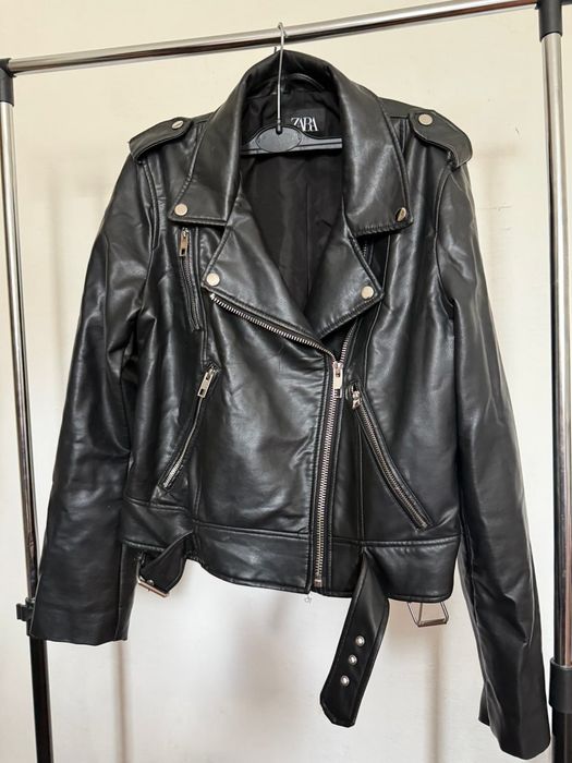 Куртка косуха Zara, чорна шкіра, стильна класика
