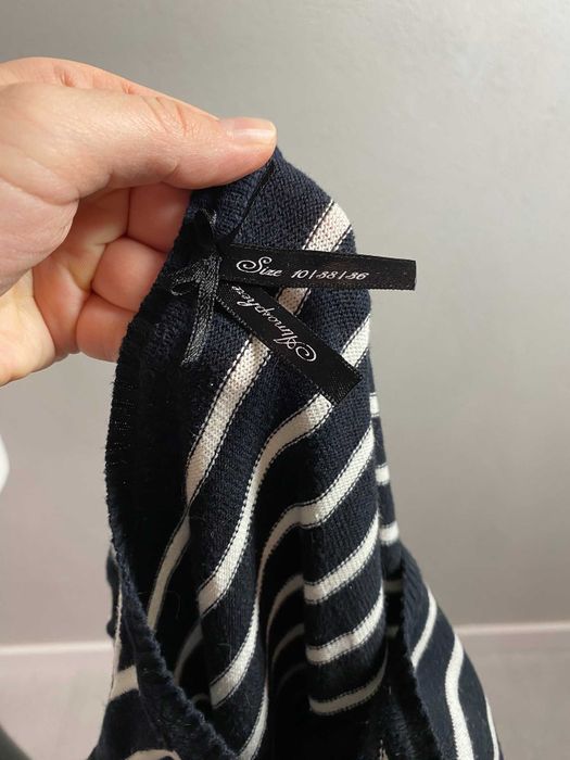 Klasyczny sweter damski w paski Capsule wardrobe basic marine