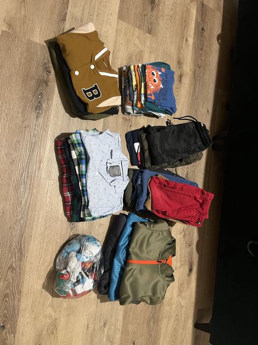 Paka ubran 110 dla chlopca kurtka spodnie kamizelka koszula koszulki