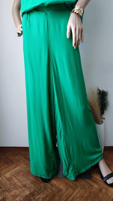 Zielone spodnie palazzo page one XL 100% wiskoza szerokie eleganckie oversize