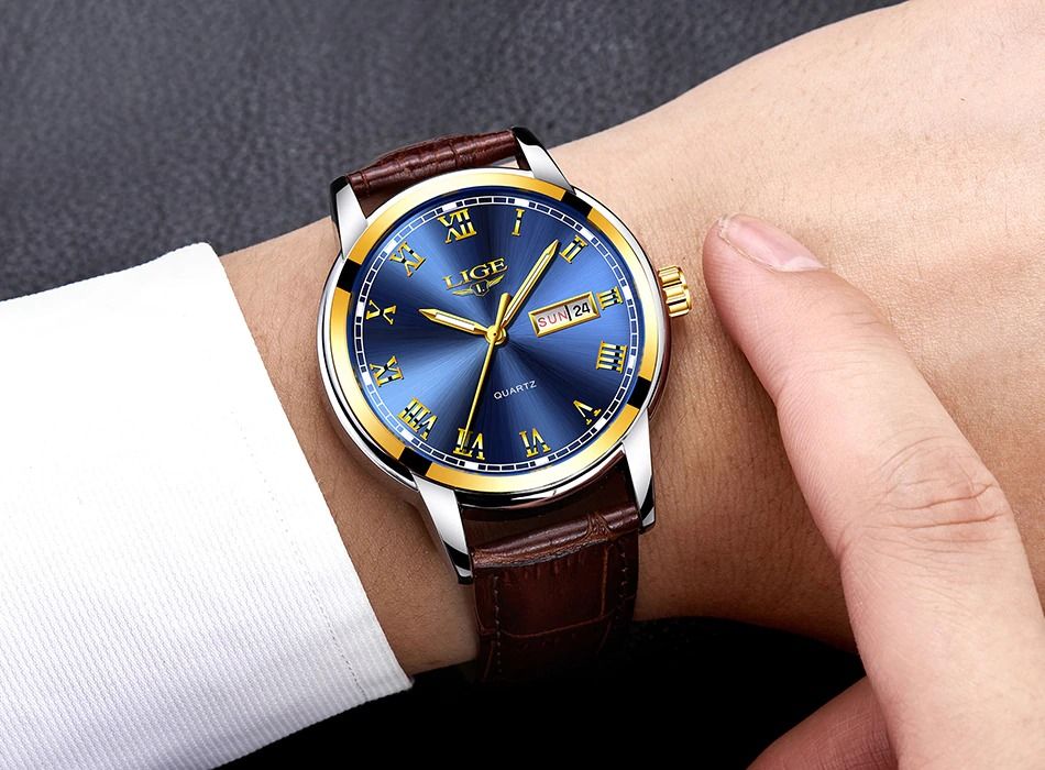 Zegarek Męski Lige Elegancki Datownik + Pudełko