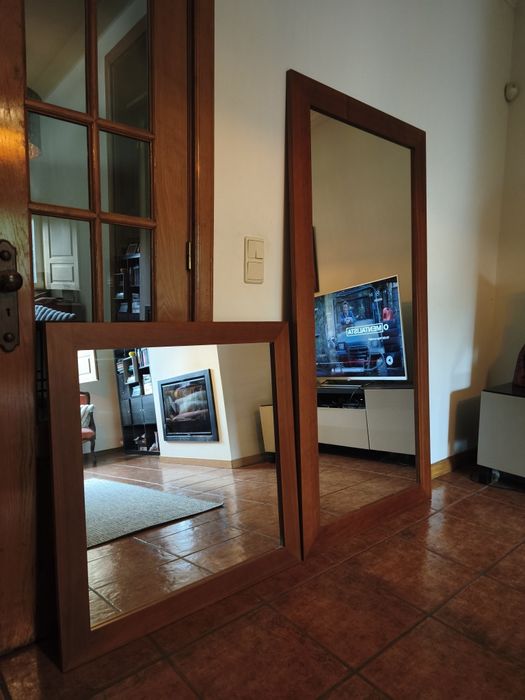 Conjunto de 2 espelhos de madeira maciça