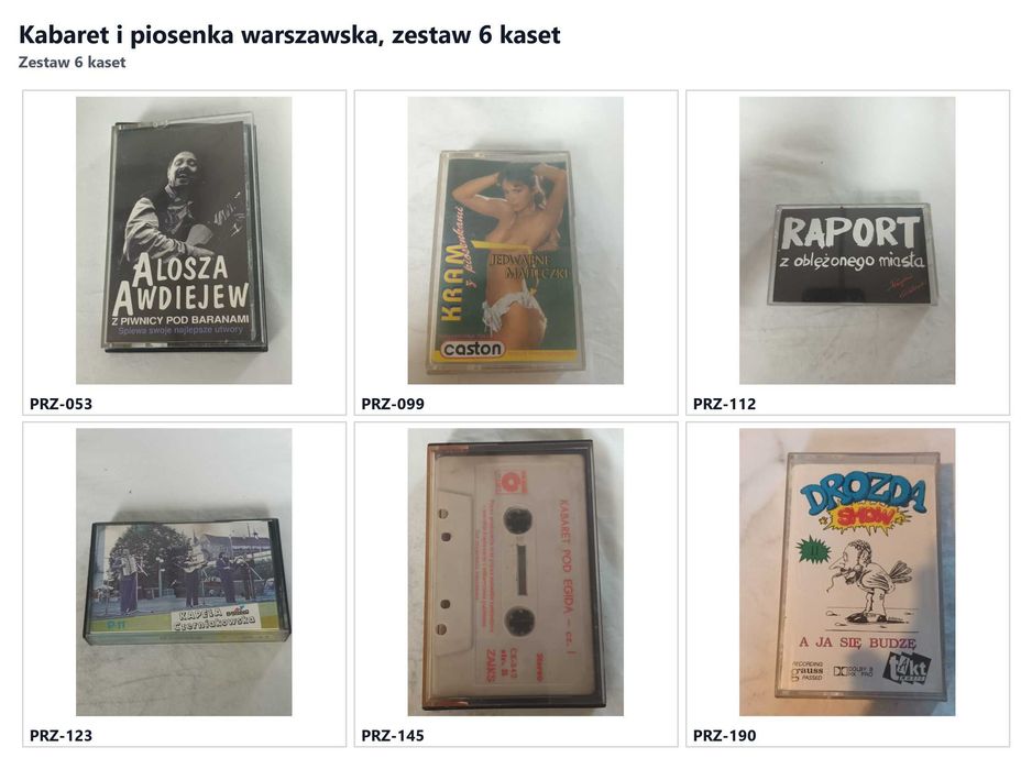 Kabaret i piosenka warszawska, zestaw 6 kaset magnetofonowych, używane