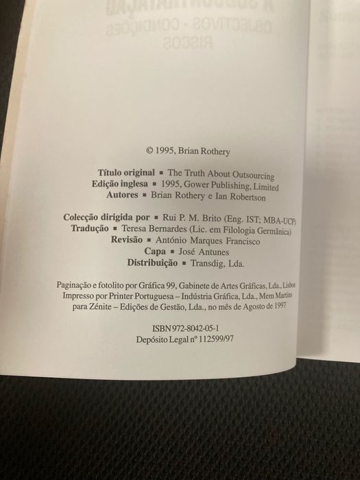 Livro A Subcontratação, Brian Rothery e Ian Robertson
