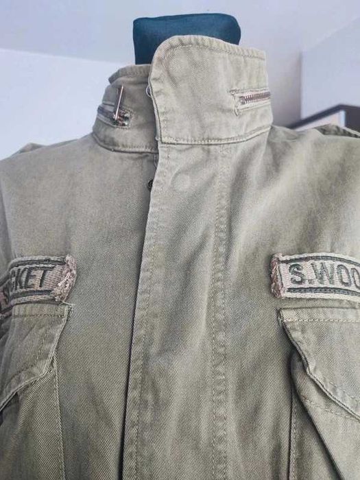 Damska parka khaki militarna Pull and Bear L, kurtka damska z kapturem