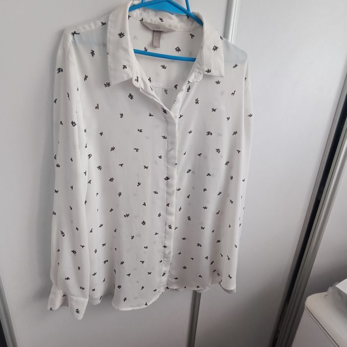 Biała koszula bluzka  H&M  we wzory, rozmiar 46