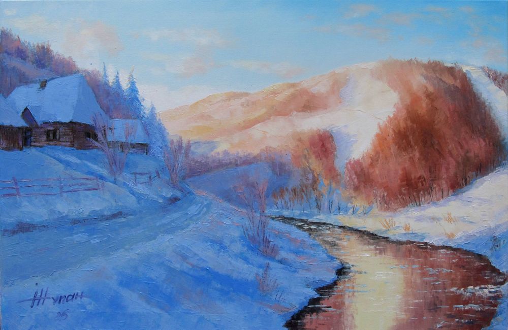 Картина, олія "Ранок в Карпатах"