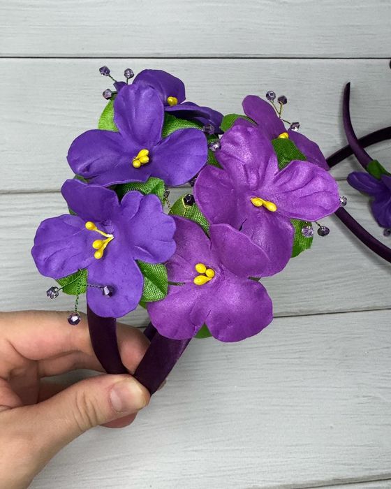 Гортензія. Фіалка.Жоржини. Ободок квіти