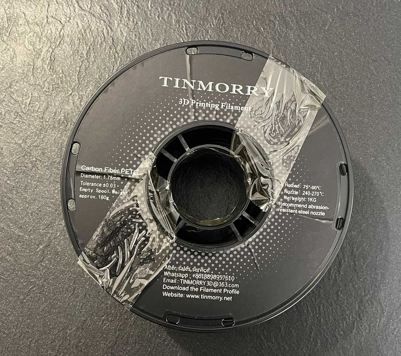 Filament PETG z włókna węglowego Tinmorry 1,75 mm czarny do drukarki 3D