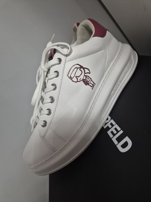 Karl Lagerfeld Kapri Ikon Sketch Lo Lace sneakersy białe burgundowe r. 38