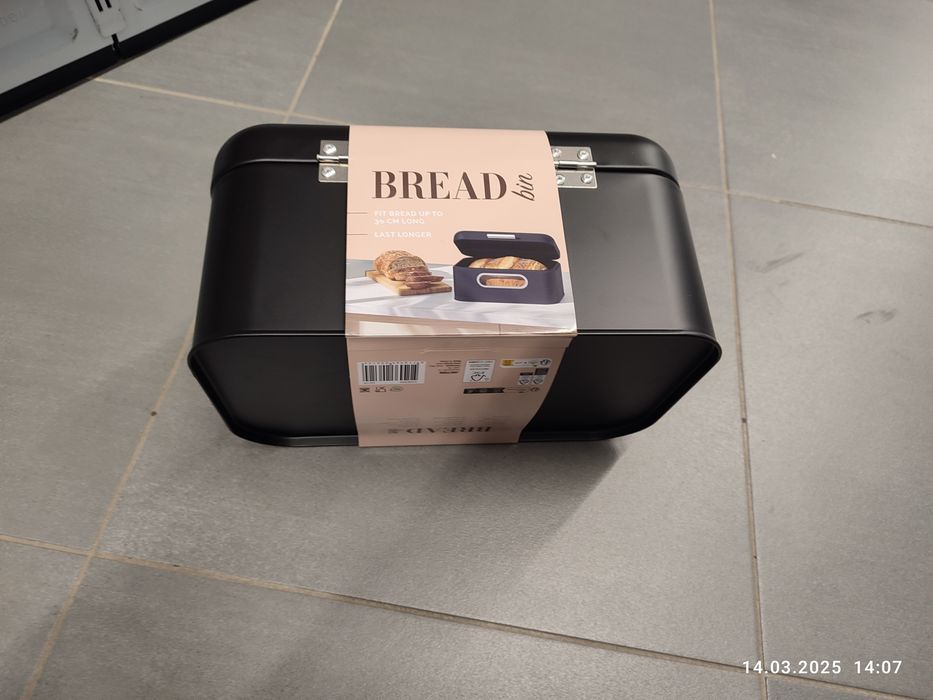 Nowy czarny chlebak pojemnik na chleb