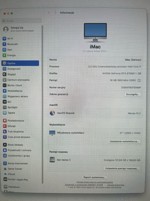 IMac 27” i 7  200 ssd zamienie