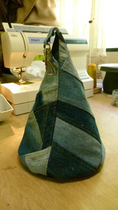 Saco de molas de roupa em patchwork de ganga "Tipi"