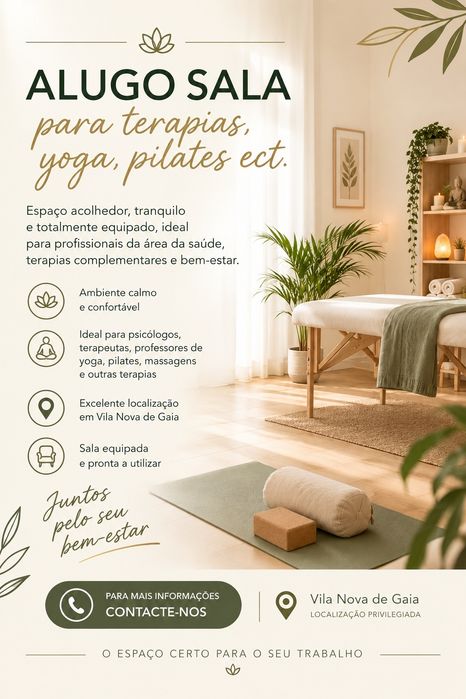 Aluguer de sala em espaço Terapêutico