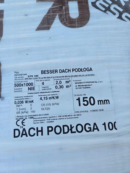 Styropian dach podloga 15 cm/ 150 mm