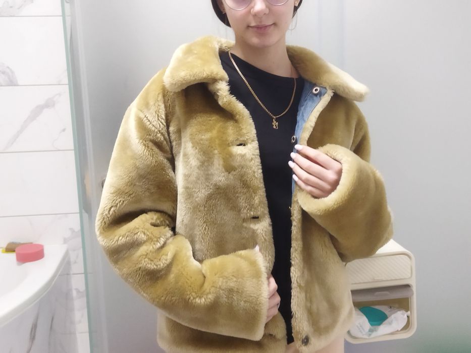 Двухстороняя шуба, джинсовка