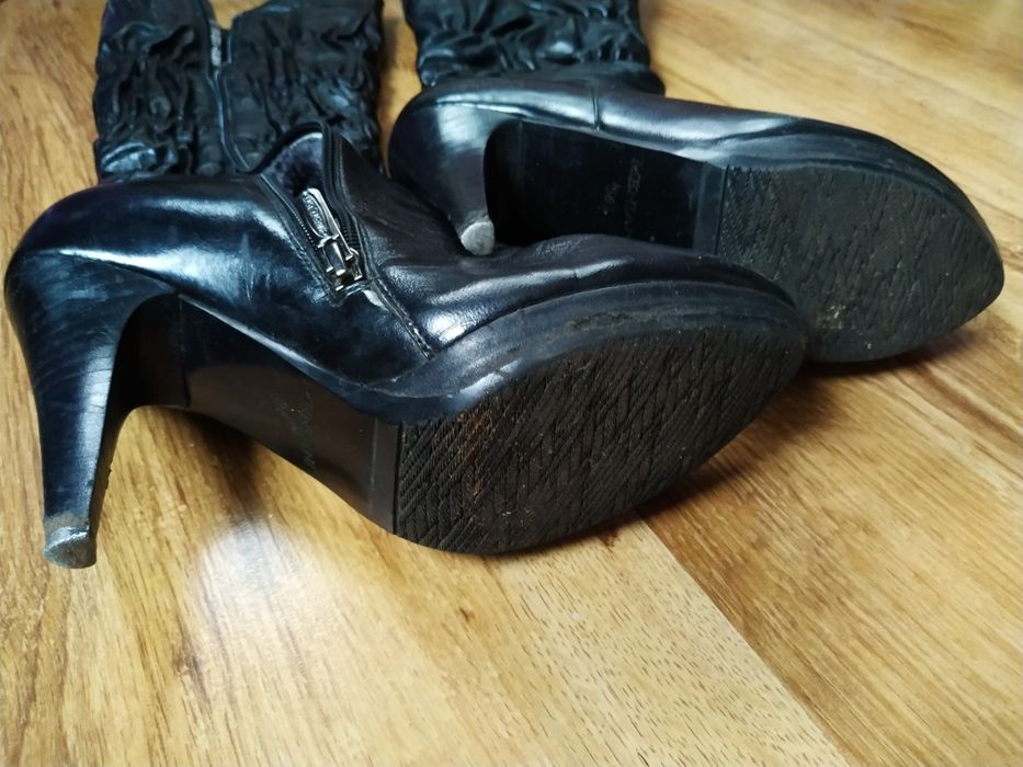 Сапоги кожаные женские, 39 размер, женские зимние сапожки, ботфорты