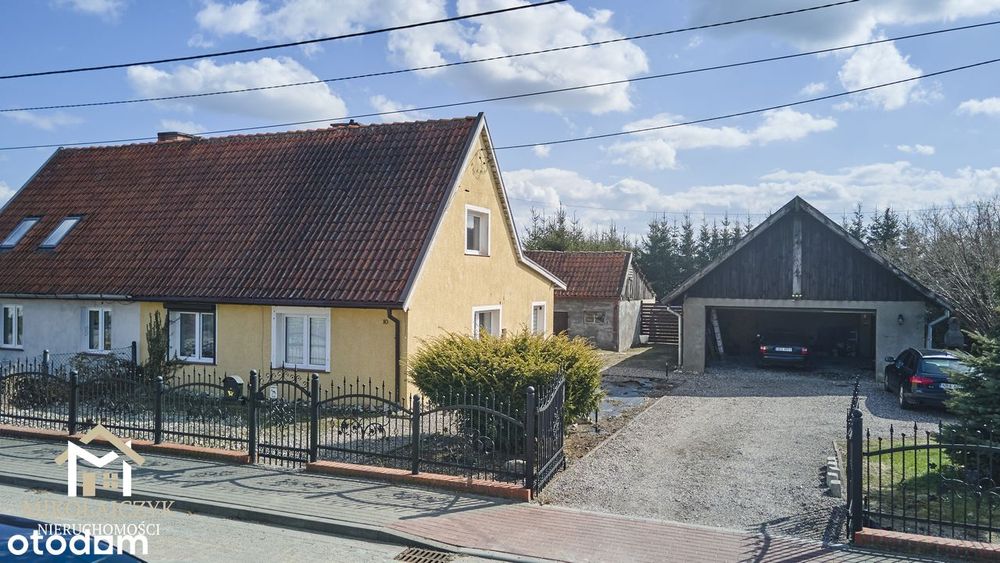 Dom bliźniak w Sępopolu / duży garaż / urocza działka