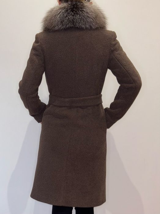 Plaszcz welniany z futrem naturalnym ( nowy ) roz.S