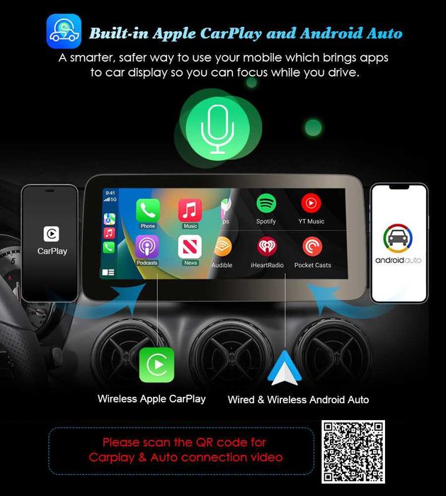 Auto-rádio 12.3" Android 14 Mercede GLA  CLA  A  V W176 d 2013 a 2019